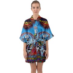 Grateful Dead Wallpapers Half Sleeve Satin Kimono  by Sapixe