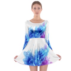 Abstract smoke Long Sleeve Skater Dress