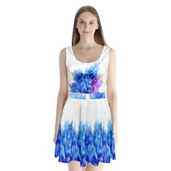 Abstract smoke Split Back Mini Dress 