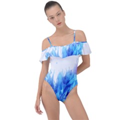 Abstract smoke Frill Detail One Piece Swimsuit