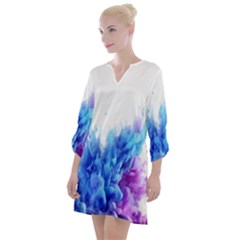 Abstract smoke Open Neck Shift Dress