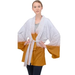 Beer Foam Bubbles Alcohol  Glass Long Sleeve Velvet Kimono 