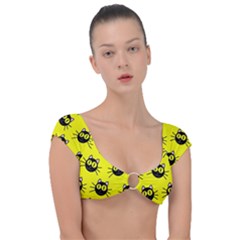 Cats Heads Pattern Design Cap Sleeve Ring Bikini Top by Amaryn4rt