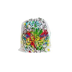 Brain Mind Psychology Idea Hearts Drawstring Pouch (small)