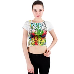 Brain Mind Psychology Idea Hearts Crew Neck Crop Top by Amaryn4rt