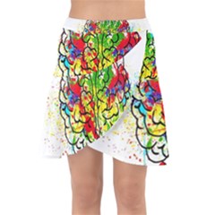 Brain Mind Psychology Idea Hearts Wrap Front Skirt