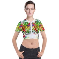 Brain Mind Psychology Idea Hearts Short Sleeve Cropped Jacket by Amaryn4rt