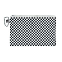 Black And White Checkerboard Background Board Checker Canvas Cosmetic Bag (large) by Amaryn4rt