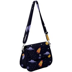 Cosmos Rockets Spaceships Ufos Saddle Handbag by Amaryn4rt