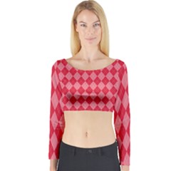 Red Diamonds Long Sleeve Crop Top by ArtsyWishy