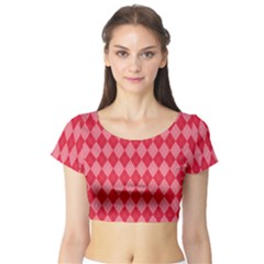 Red Diamonds Short Sleeve Crop Top by ArtsyWishy