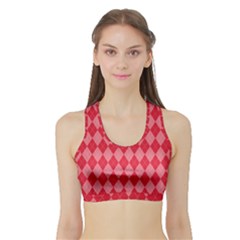 Red Diamonds Sports Bra With Border by ArtsyWishy