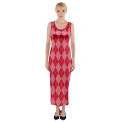 Red Diamonds Fitted Maxi Dress