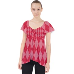Red Diamonds Lace Front Dolly Top