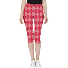 Red Diamonds Inside Out Lightweight Velour Capri Leggings 