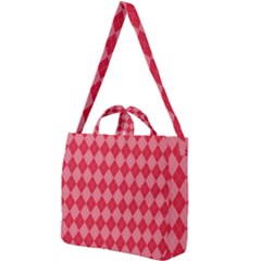 Red Diamonds Square Shoulder Tote Bag