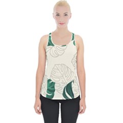 Green Monstera Leaf Illustrations Piece Up Tank Top