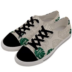 Green Monstera Leaf Illustrations Men s Low Top Canvas Sneakers