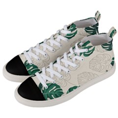 Green Monstera Leaf Illustrations Men s Mid-top Canvas Sneakers