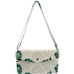 Green Monstera Leaf Illustrations Removable Strap Clutch Bag