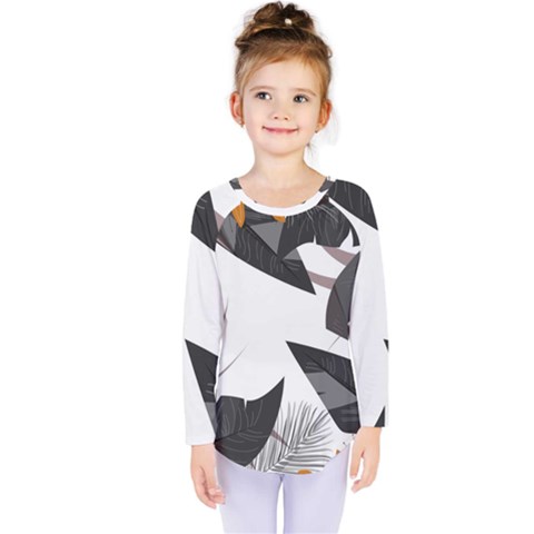 Natural Palm Plant Kids  Long Sleeve Tee by Mariart