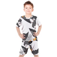 Natural Palm Plant Kids  Tee And Shorts Set