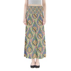 Tribal Background Boho Batik Full Length Maxi Skirt by Alisyart