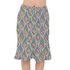 Tribal Background Boho Batik Short Mermaid Skirt