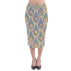 Tribal Background Boho Batik Velvet Midi Pencil Skirt