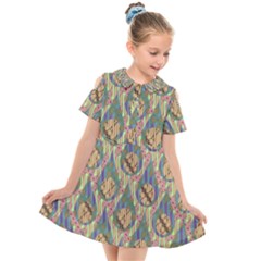 Tribal Background Boho Batik Kids  Short Sleeve Shirt Dress