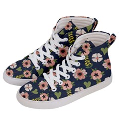 Flower White Grey Pattern Floral Men s Hi-top Skate Sneakers