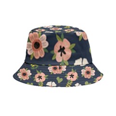 Flower White Grey Pattern Floral Inside Out Bucket Hat by Dutashop