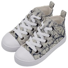 Black And White Botanical Motif Artwork 2 Kids  Mid-top Canvas Sneakers by dflcprintsclothing