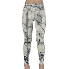 Black And White Botanical Motif Artwork 2 Lightweight Velour Classic Yoga Leggings by dflcprintsclothing