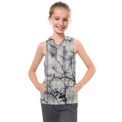 Black And White Botanical Motif Artwork 2 Kids  Sleeveless Hoodie