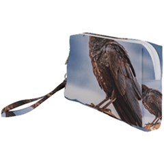 Black Crow Standing At Rock Wristlet Pouch Bag (small)