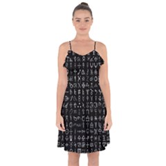 Alchemical Symbols - Collected Inverted Ruffle Detail Chiffon Dress