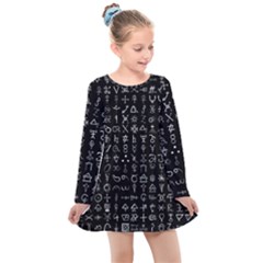 Alchemical Symbols - Collected Inverted Kids  Long Sleeve Dress