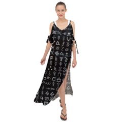 Alchemical Symbols - Collected Inverted Maxi Chiffon Cover Up Dress