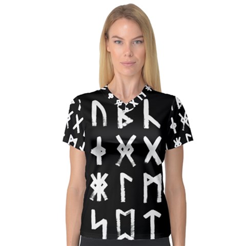 The Anglo Saxon Futhorc Collected Inverted V-neck Sport Mesh Tee by WetdryvacsLair