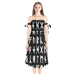 The Anglo Saxon Futhorc Collected Inverted Shoulder Tie Bardot Midi Dress by WetdryvacsLair