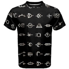 Electrical Symbols Callgraphy Short Run Inverted Men s Cotton Tee by WetdryvacsLair