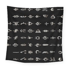 Electrical Symbols Callgraphy Short Run Inverted Square Tapestry (large) by WetdryvacsLair