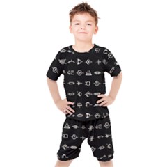 Electrical Symbols Callgraphy Short Run Inverted Kids  Tee And Shorts Set by WetdryvacsLair