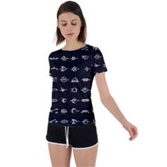 Electrical Symbols Callgraphy Short Run Inverted Back Circle Cutout Sports Tee by WetdryvacsLair