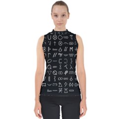 Hobo Signs Collected Inverted Mock Neck Shell Top by WetdryvacsLair