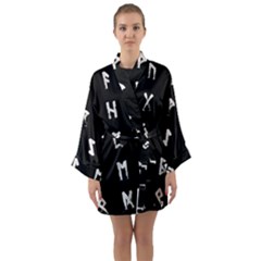 Elder Futhark Rune Set Collected Inverted Long Sleeve Satin Kimono by WetdryvacsLair