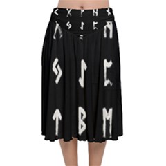 Elder Futhark Rune Set Collected Inverted Velvet Flared Midi Skirt by WetdryvacsLair