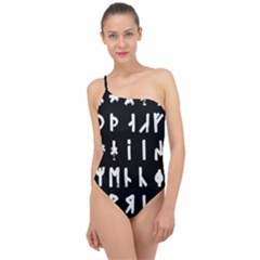 Complete Dalecarlian Rune Set Inverted Classic One Shoulder Swimsuit by WetdryvacsLair