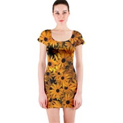 Rudbeckias  Short Sleeve Bodycon Dress by Sobalvarro